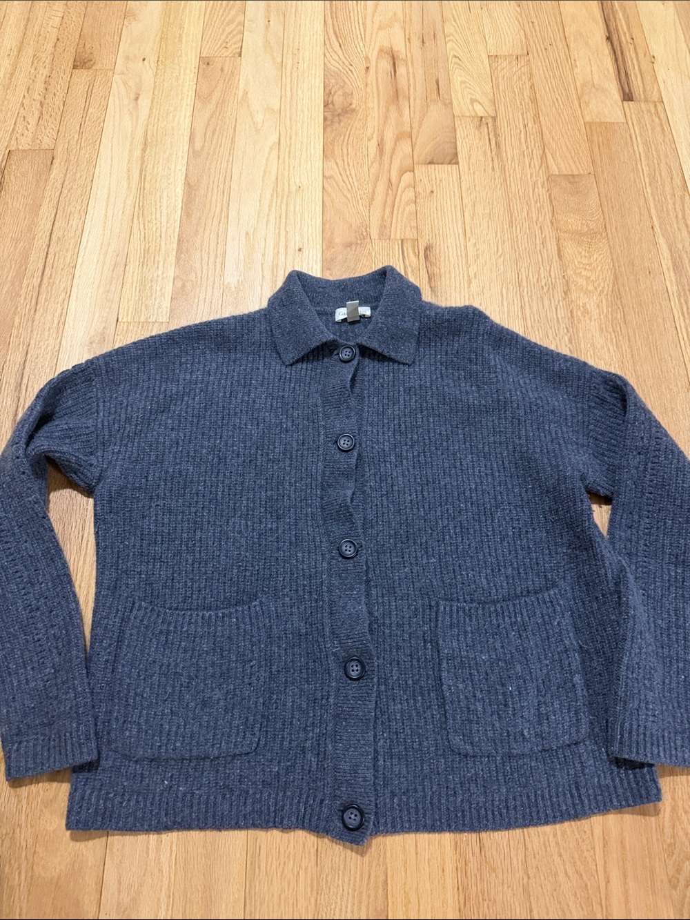 Garnet Hill Ida Cashmere Cardigan in Slate Donegal Sz XS